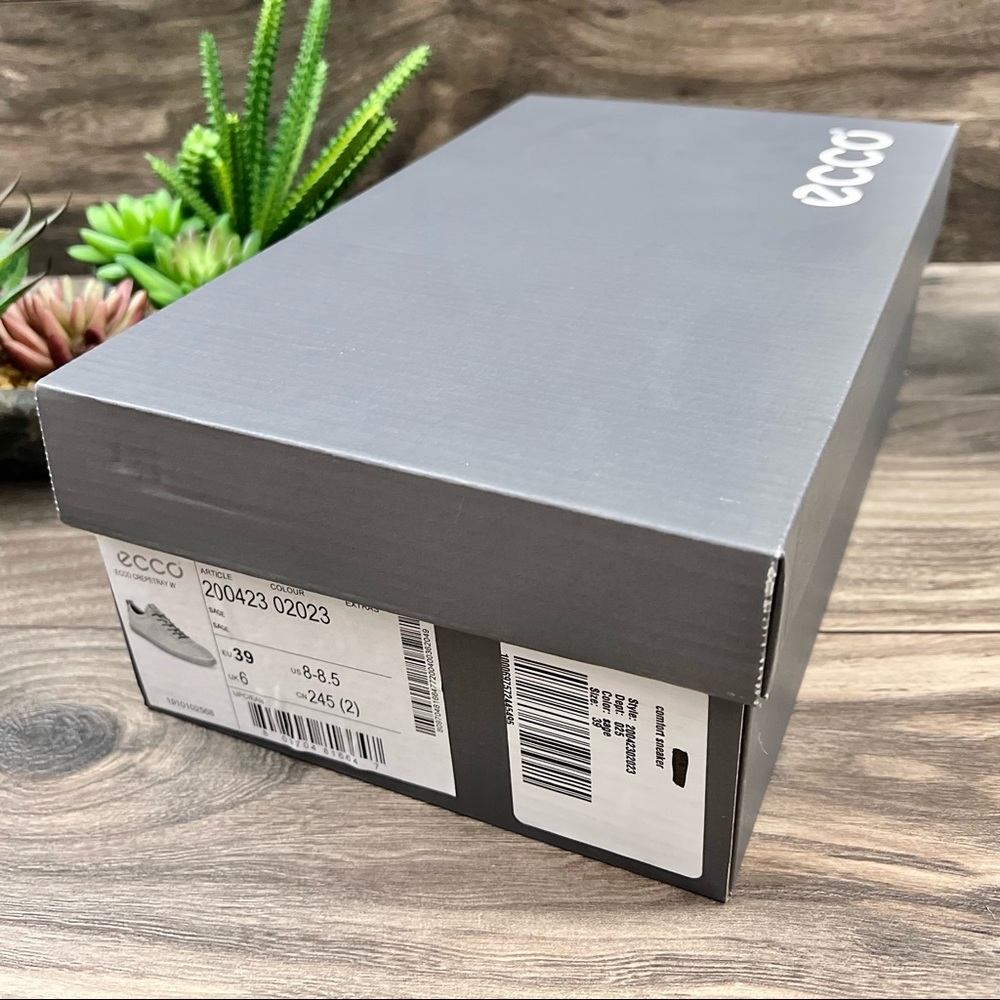 NIB Ecco Crepetray Leather Sneaker Sage - Picture 14 of 15